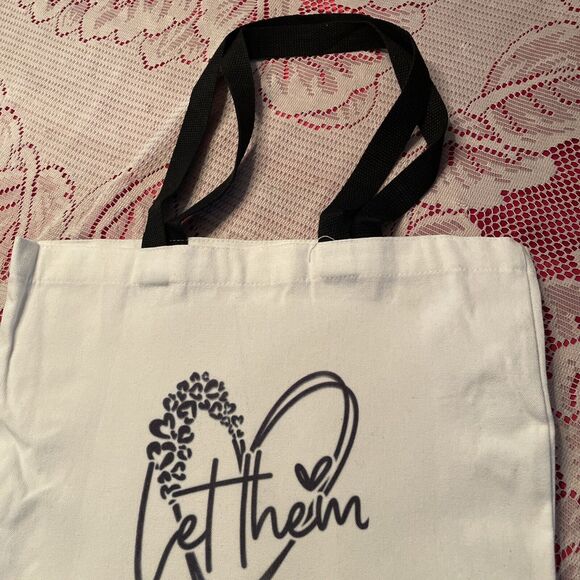 Canvas Tote Bag Shopping Open Top Shoulder Bag 15” Small Bag
“Let Them” - Picture 5 of 5
